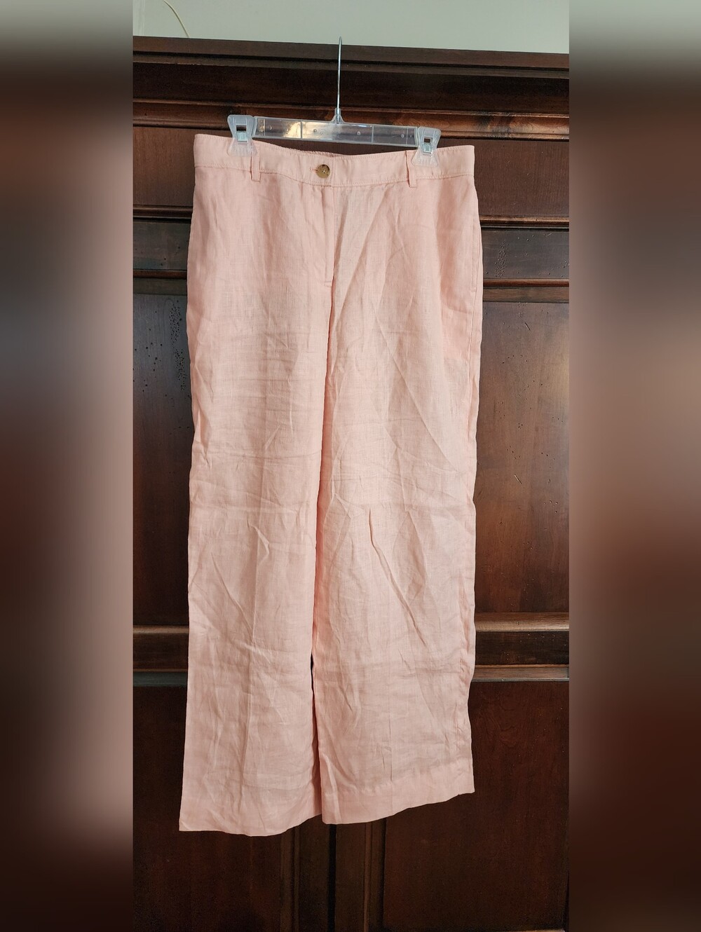 J Crew Light Blush Peach Wide-Leg 100% Linen Pants, Size M